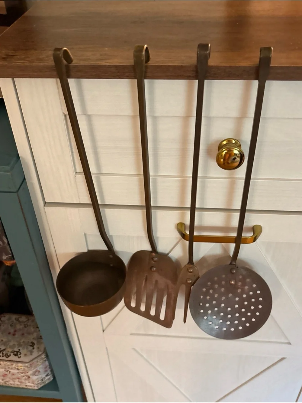 Rustic Copper-Color Kitchen Utensil Set - 4-Piece Hanging Tools